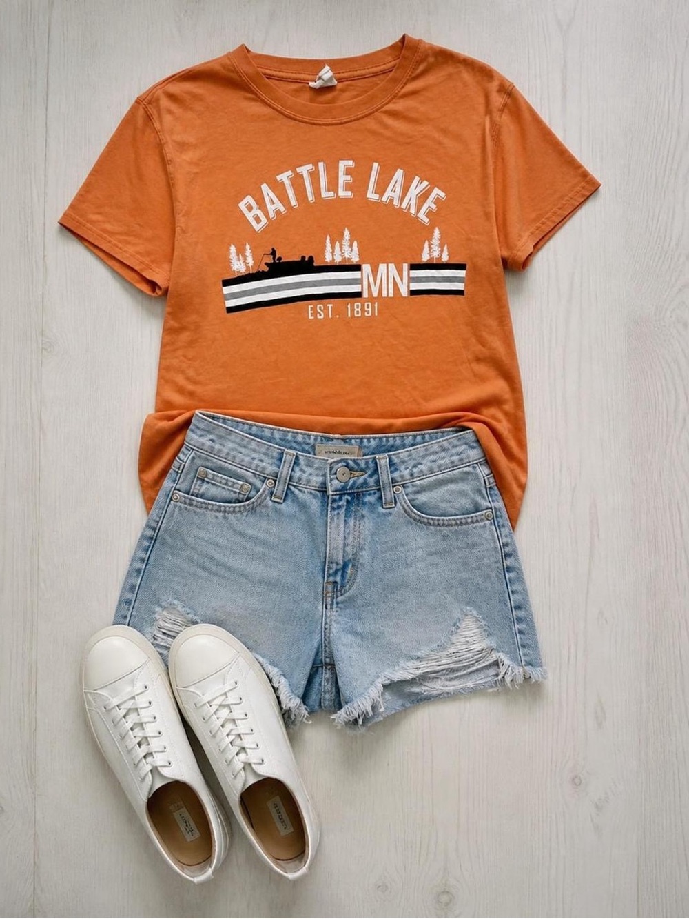Battle Lake MN Orange Graphic Tee - Women